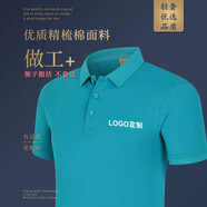 雪姿琴 polo衫定制工作服t恤翻領(lǐng)純色款印logo公司定做男女工衣工裝刺繡 湖水藍 L