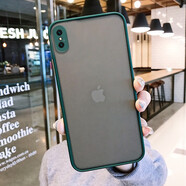 名櫻 蘋(píng)果系列手機殼iPhoneX/XS保護套透明磨砂撞色硅膠全包防摔i網(wǎng)紅男女 蘋(píng)果XsMax【暗夜綠】+鋼化膜