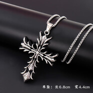 伊洛芙吊墜項鏈男潮男士項鏈子嘻哈掛墜配飾鈦鋼刻字網(wǎng)紅男生首飾毛衣鏈 十字架A 配鏈條