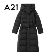 A21冬季女裝中長(zhǎng)羽絨服收腰設(shè)計(jì)連帽舒適防風(fēng)保暖羽絨服 黑色 S