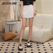 Jessy line杰茜萊時尚百搭直筒牛仔短褲女夏季新款休閑裙褲 商場同款 白色 XS/155