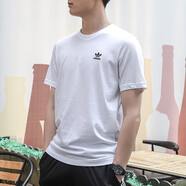 阿迪達(dá)斯 （adidas）三葉草男裝 印花大logo時尚透氣短袖運動舒適T恤FM9966 Z FM9966  XL