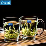 鷗欣進(jìn)口玻璃茶杯耐熱泡茶杯帶把家用待客水杯加厚大容量綠茶杯 時(shí)尚把杯 315ml 2只