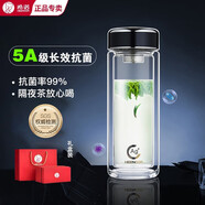 希諾（HEENOOR）納米銀99%抑抗菌雙層玻璃杯濾網(wǎng)純鈦金銀辦公車載套禮盒精品水杯 升級(jí)抗菌杯1912-紫羅蘭 360ml