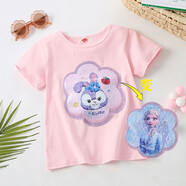 庫洛米衣服女童短袖T恤夏季薄款女寶寶亮片變色卡通半袖上衣潮 星黛露粉色（變換圖案） 120