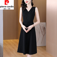 皮爾卡丹（pierre cardin）真絲吊帶連衣裙女夏季新款內(nèi)搭背心打底a字黑色高端桑蠶絲連衣裙 黑色 L