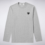 COMME DES GARCONS川久保玲經(jīng)典純色刺繡印花愛(ài)心圓領(lǐng)長(zhǎng)袖T恤男女情侶款 灰色黑心 L