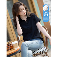 德瑪納【格雷系穿搭】夏輕齡甜美娃娃領(lǐng)休閑短袖舒適棉氨女式t恤