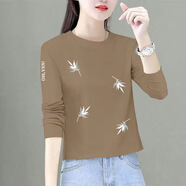 尚濤t恤女長(cháng)袖春秋季2025新款韓版女裝寬松體恤上衣打底衫女 咖啡色（四葉草） 3XL 建議110-130斤