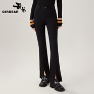 哥弟（GIRDEAR）女裝高腰前開叉微喇休閑褲女1100452 1196452 黑-長款 M (3碼)