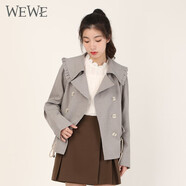 WEWE唯唯春季新款女裝英倫學(xué)院風(fēng)青春減齡女外套甜美時尚上衣 灰色 M(165)