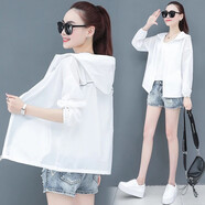 尚濤防曬衣女短款夏裝新款女裝寬松防曬服長(cháng)袖空調衫透氣薄款外套女 白色防曬衣 XL 建議110-120斤