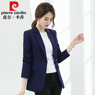 皮爾卡丹（pierre cardin）小西裝外套女春秋季新款韓版修身氣質(zhì)通勤女士職業(yè)裝黑色小西服 藍(lán)色 L 【建議96-105斤】