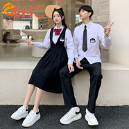 慕幕班服秋季套裝學(xué)生初中生學(xué)院風(fēng)校服運(yùn)動(dòng)會(huì)朗誦演出班服高中生套裝 白襯衫長(zhǎng)袖+黑色護(hù)胸裙+紅色領(lǐng) M