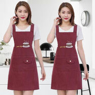 公圣耀圍裙女棉麻罩衣粗布圍裙洋氣背帶男女上班工作服圍腰裙一件裝 酒紅一件