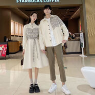 XEQUCCN情侶裝夏季一男一女套裝裙子情侶裝春季新款韓版ins法式顯瘦連衣 女連衣裙 S