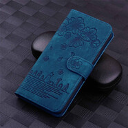 錦灝 適用蘋(píng)果14ProMax手機(jī)套櫻花貓iPhone13翻蓋插卡支架12全包防摔11保護(hù)殼高檔男女 漫畫(huà)櫻花貓壓花【藍(lán)色】 6.7英寸蘋(píng)果12 Pro Max