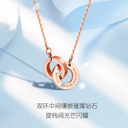 繁花箋環(huán)環(huán)相扣鉆石項鏈女款雙環(huán)鉆石吊墜鎖骨鏈合金套鏈 環(huán)環(huán)相扣 精美包裝 附鑒定證書 精美包裝