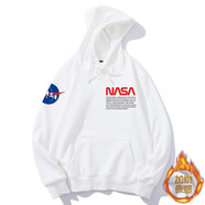 幕后英雄 宇航員NASA春秋款寬松連帽衛衣男女同款情侶裝加絨學(xué)生班服 白色-加絨 XXL(180/100A)