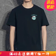 嘉曄（JIAYE）純色短袖t恤男士2023新款圓領(lǐng)夏季冰絲半袖體恤男打底衫 T104黑 L