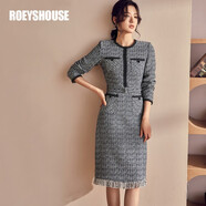 ROEYSHOUSE羅衣小香風(fēng)粗花呢連衣裙秋冬中長(cháng)款優(yōu)雅千鳥(niǎo)格法式裙子03468 花色 M