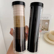 夢(mèng)君宸毛巾圈皮套女頭繩扎馬尾發(fā)圈 韓國無(wú)縫橡皮筋簡(jiǎn)約高彈力發(fā)繩發(fā)飾 黑＋咖棕（2罐40根）