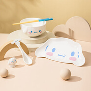 HELLO KITTY（凱蒂貓）三麗鷗陶瓷碗盤餐具套裝可愛卡通兒童盤子飯碗個(gè)人專用家用高顏值 【玉桂狗】五件套