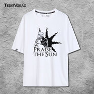 特登堡黑暗之魂三部曲游戲周邊衣服Dark Souls太陽騎士短袖夏純棉 白色1 M