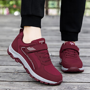 足力健大師老人鞋男秋冬季中老年健步鞋爸爸鞋舒適軟底運動(dòng)跑步鞋子 2208棗紅女款【秋冬季防滑軟底 42