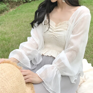 子耳吊帶裙外搭開衫女夏季配長裙大碼胖妹妹搭薄胖mm寬松披肩 白色 S碼80-95斤