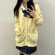 晉彪黃色日系開(kāi)衫JK套裝秋冬日系百搭外套學(xué)院風(fēng)jk制服針織衫制服 四件套 襯衫+瀾格裙+黃色開(kāi)衫+領(lǐng) XS