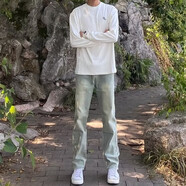 卡圖弛美式復(fù)古直筒牛仔褲男春夏潮流修身韓版顯瘦ins高街休閑長(zhǎng)褲子男 黃色 XL 【建議125-140斤】