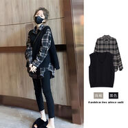 愛(ài)圖榮秋冬季女裝茶系奶系穿搭搭配高級感毛衣小個(gè)子韓劇套裝襯衫早春 襯衫+馬甲+褲子 L 建議【105-115】