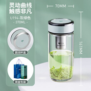 萬象（WANXIANG）單層加厚玻璃杯女生可愛型花茶水杯小巧便攜水杯家用過濾泡茶杯子 U194-灰綠色