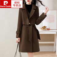 皮爾卡丹（pierre cardin）時(shí)尚氣質(zhì)背帶連衣裙套裝女2024春秋新款赫本風(fēng)洋氣時(shí)尚毛呢外套兩 咖啡色 XL 115-125斤