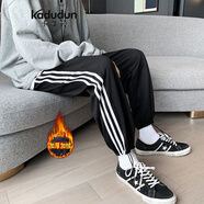 卡度頓【一褲兩穿】休閑運動(dòng)褲子男春秋款男士衛束腳哈倫加絨冬季九分褲 黑色（加絨） L