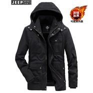 JEEP吉普 棉衣男可脫卸內(nèi)膽加絨加厚兩件套冬季外套中年棉服休閑大碼棉襖多口袋可卸帽 黑色 XL