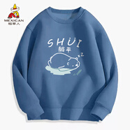 稻草人（MEXICAN）衛(wèi)衣男春秋圓領(lǐng)韓版百搭長(zhǎng)袖T恤躺平印花寬松休閑套頭衫 藍(lán)色 M