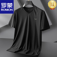 羅蒙（ROMON）夏季領(lǐng)加肥加大碼t恤男短袖胖子運動(dòng)休閑冰絲速干肥佬雞心半袖 3329黑色 XL