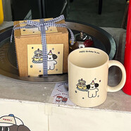 柒藍(lán)（Seven Blue）小狗馬克杯陶瓷印花瓷杯子帶禮盒高顏值喝水杯辦公室泡茶杯帶蓋勺 馬克單杯+禮盒+竹蓋+木柄勺