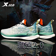 特步（XTEP）減震旋科技專柜款男鞋春季透氣跑步鞋潮流皮網(wǎng)面緩震回彈運動鞋子 白綠-騛速 42