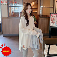 LOVER RUCCI白色打底衫衛(wèi)衣內(nèi)搭配鯊魚褲長款t恤女長袖薄款遮屁股寬松大白t夏 白色小熊磨毛加厚 L