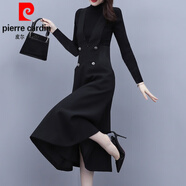 皮爾卡丹（pierre cardin）毛呢背心連衣裙女士裝秋冬季2024年新款大氣配外套打底套裝裙 黑色 《今年流行別致漂亮感》 XL (115-130斤)