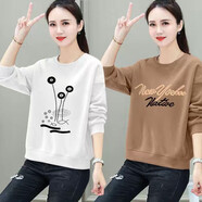 尚濤長(cháng)袖衛衣女2025春秋季女裝新款韓版寬松休閑時(shí)尚運動(dòng)裝上衣外套 白色荷花+卡其色801字母 XXL 建議120-135斤