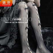 驍芬暗黑英文B字母絲襪ins網(wǎng)紅jk性感網(wǎng)襪打底褲襪防勾絲薄款顯瘦 鏤空蝴蝶結(jié)黑