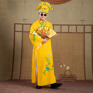 acvcas江南四大才子衣服古裝服裝唐伯虎秀才小生服才子年會(huì)婚禮表演戲服 高檔黃色+帽子+扇子+眼境 L (身高165-175cm）