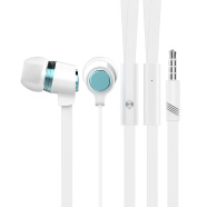 歌罗瑞（Geluor） 手机耳机线入耳式 耳塞挂耳式运动立体声线控面条式带麦克风话筒 蓝白色