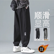 頂峰保羅（Dingfengbaoluo）休閑褲束腳錐形男士冬季痞帥潮牌百搭工裝運動(dòng)長(cháng)褲子K2061黑色M