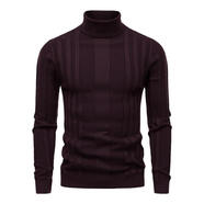 TTLOSTT秋冬季毛衣美式復古重磅正品新款條紋長(cháng)袖舒適親膚可翻高領(lǐng)針織衫 28暗紫色 L建議體重135-150斤