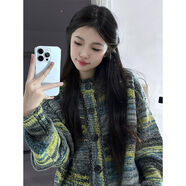 薇戀夢(mèng)嵐復古漸變彩色條紋毛衣外套女學(xué)生春秋新款慵懶風(fēng)寬松針織開(kāi)衫上衣 圖片色 關(guān)注店鋪送禮物 L